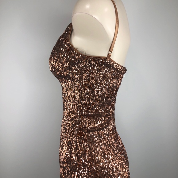 HONEY BUM sexy sequin BRONZE COPPER Dress Small - Picture 4 of 9